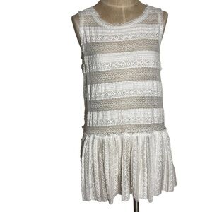 Intimately Free People Lace Mini Dress Cream Sheer Drop Waist Prairie Boho Tunic